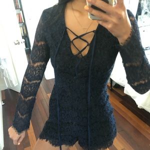 Lace blue romper